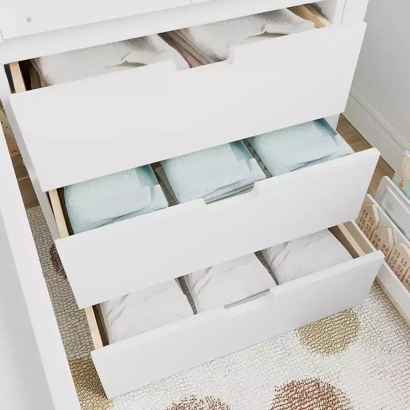Einzel-Hochbett mit 3 Schubladen und Treppe mit Stauraum, Hausbett aus Holz mit Rutsche und abnehmbarem Schreibtisch