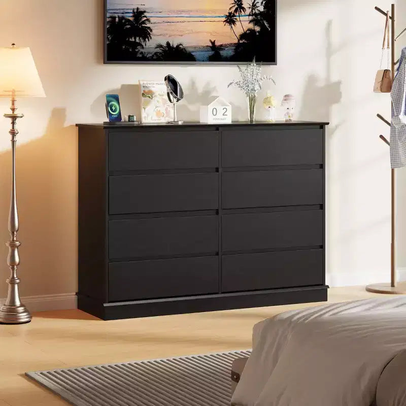 Commode moderne pour chambre avec 8 tiroirs, meuble de rangement en bois pour placard, large commode