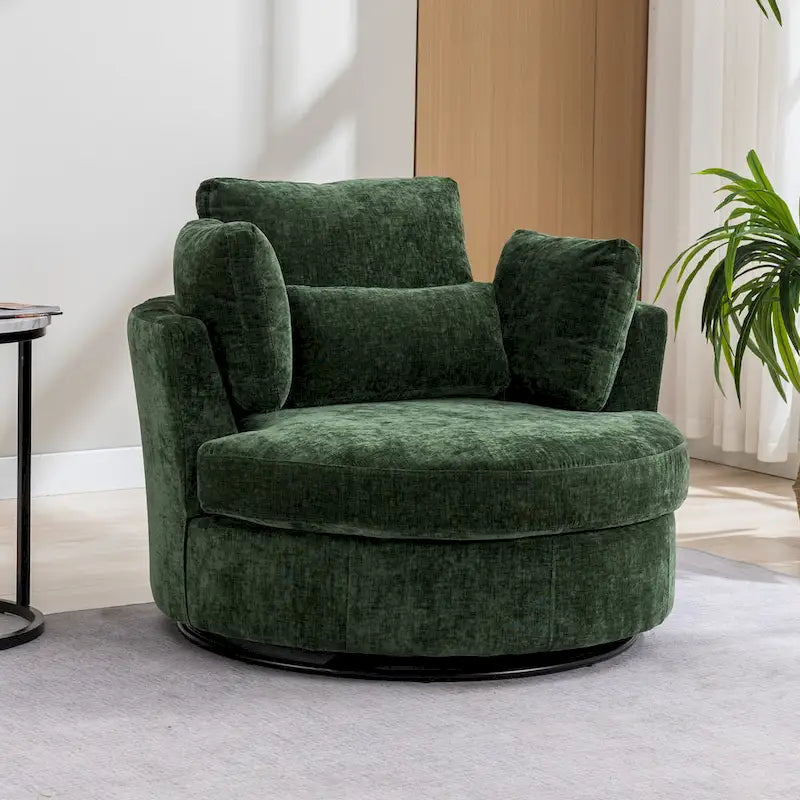 Gestoffeerde draaibare fauteuil van 42.3W met 4 kussens en halvemaanvormige opbergpoef