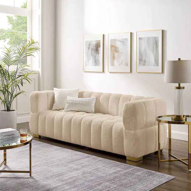 Canapé moderne de 85 en tissu gaufré, confortable pour les loisirs