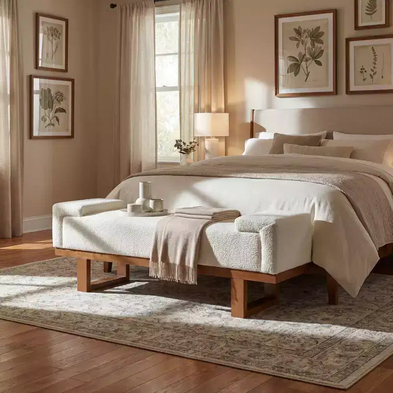 Christopher Knight Home Paulina moderne bank van rubberhout, bekleed met bouclé