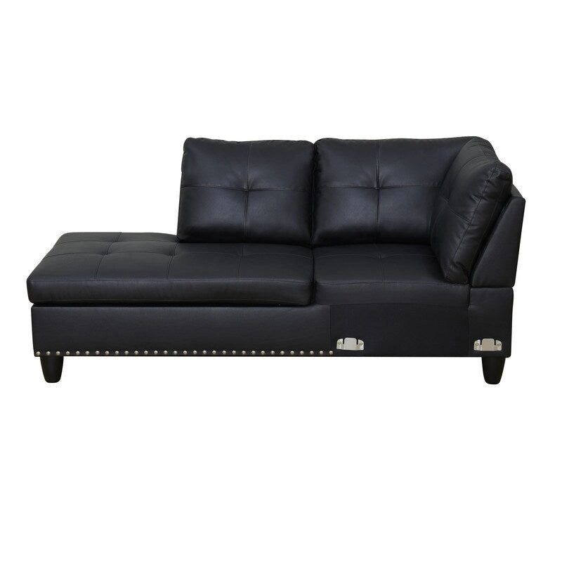 Set di divani moderno nero da 3 pezzi in similpelle e pelle sintetica: stile elegante per il soggiorno