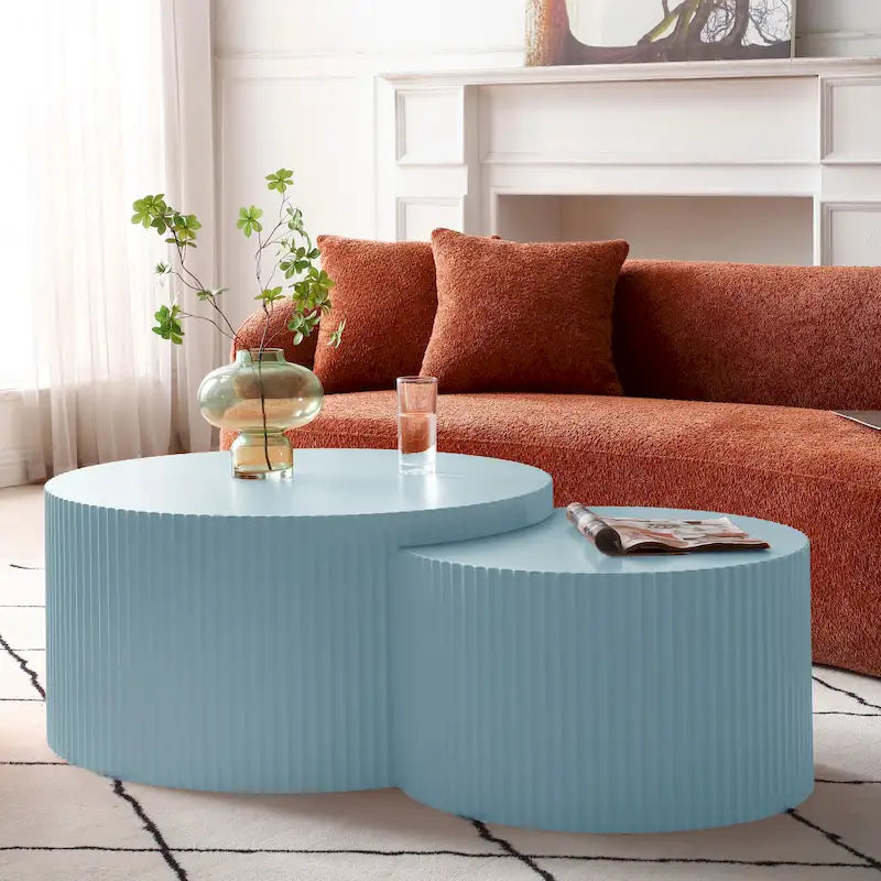 Set di tavolini rotondi da salotto impilabili, stile glam moderno (set da 2), non assemblato