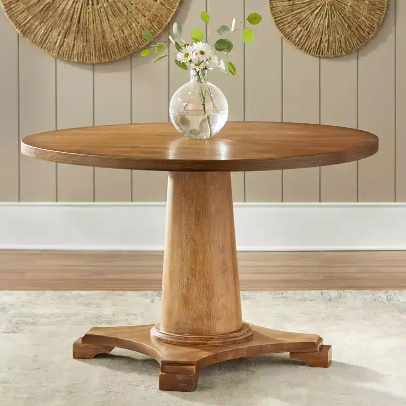 Set da pranzo con panca Lifestorey Kerrington a schienale scanalato, 4 pezzi, color noce e crema: tessuto effetto lino, tavolo con base a colonna