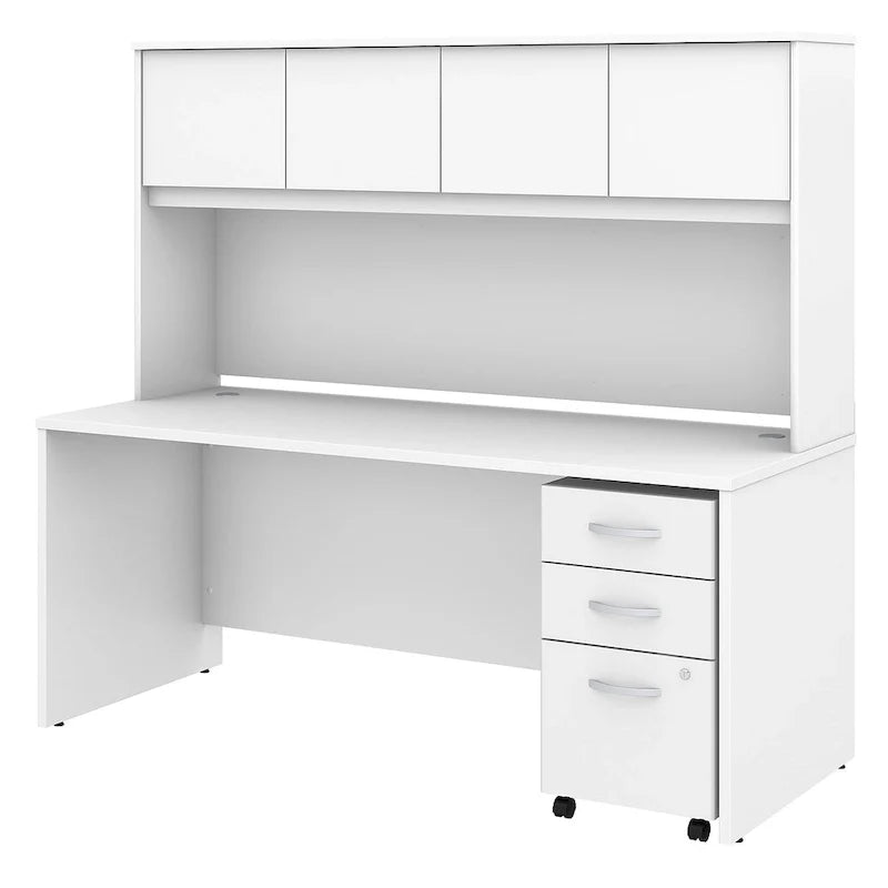 72-Zoll-Büroschreibtisch mit Aufsatz und mobilem Aktenschrank mit 3 Schubladen