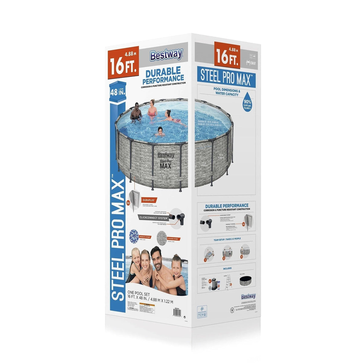 Rond bovengronds zwembad Bestway Steel Pro MAX met pomp en afdekzeil