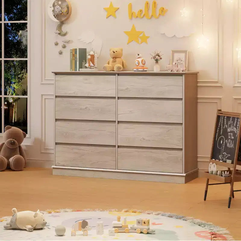 Commode moderne pour chambre avec 8 tiroirs, meuble de rangement en bois pour placard, large commode