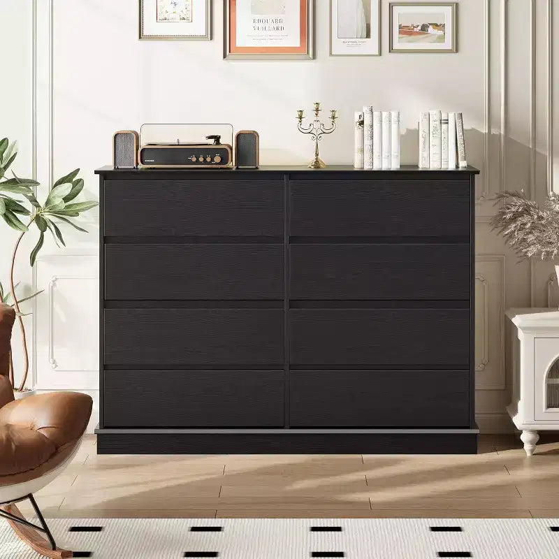 Mobile contenitore con 8 cassetti, cassettiera con cassetti profondi, ampio piano superiore e design largo, per soggiorno, corridoio o cameretta