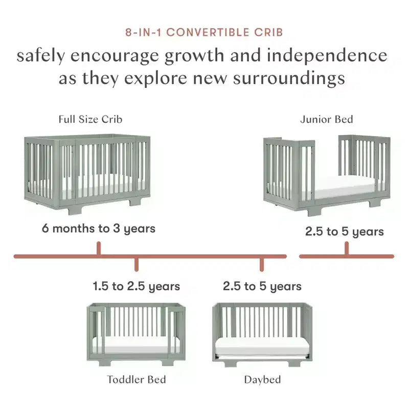 Lit bébé convertible Babyletto Yuzu 8-en-1 avec kits de conversion pour toutes les étapes