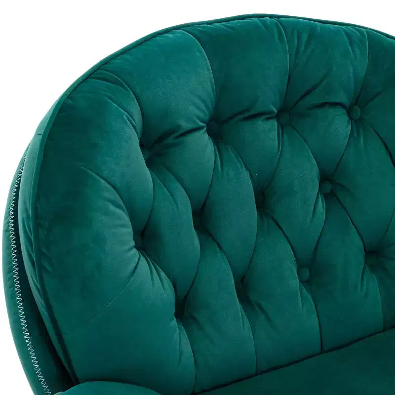 Okak Samt-Sessel mit Hocker, moderner Sessel ohne Armlehnen im Mid-Century-Stil, bequemer, weicher Sessel zum Fernsehen und Spielen