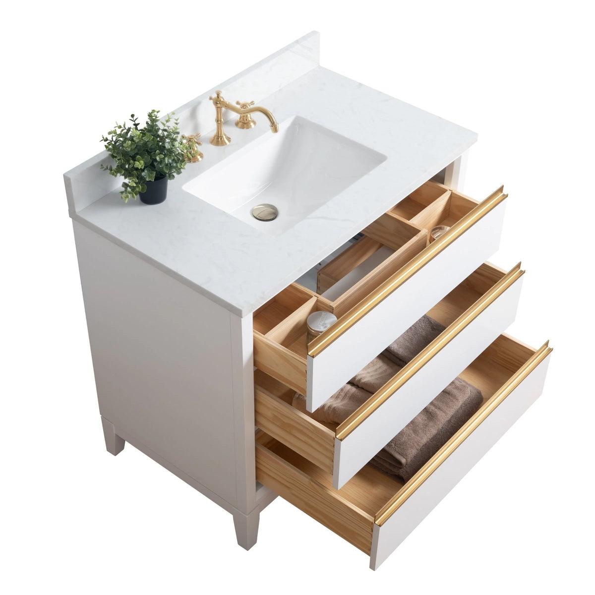 Meuble-lavabo de salle de bain Vanity Art avec lavabo en céramique et comptoir en marbre reconstitué