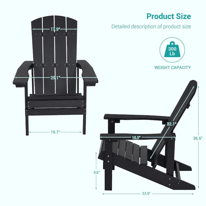Set di 4 sedie Adirondack da esterno in legno resistente agli agenti atmosferici Bonosuki
