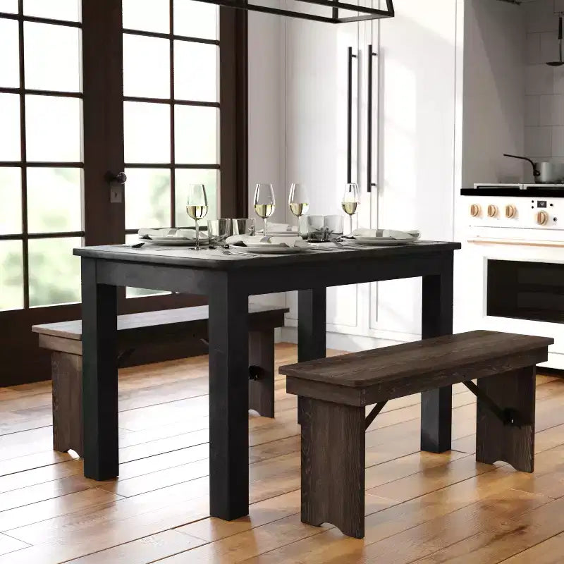 Tavolo da pranzo rettangolare in pino massello stile farmhouse Flash Furniture, 46 x 30