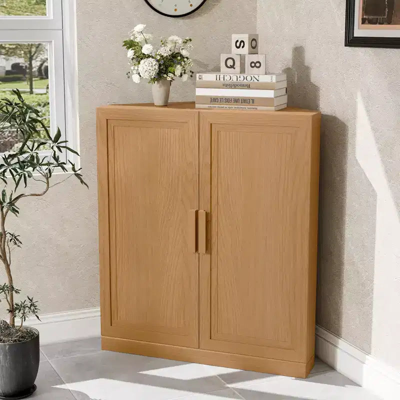 Dovelina hoekvitrinekast met verstelbare planken, dressoir, buffetkast, wijnkast, keuken- en eetkamerkast met houten deuren - 31H x 31W, 36H x 31W