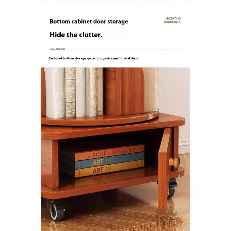 Libreria angolare girevole a 360° Chic Crate a 6 ripiani con ruote, libreria stretta per spazi ridotti, marrone noce