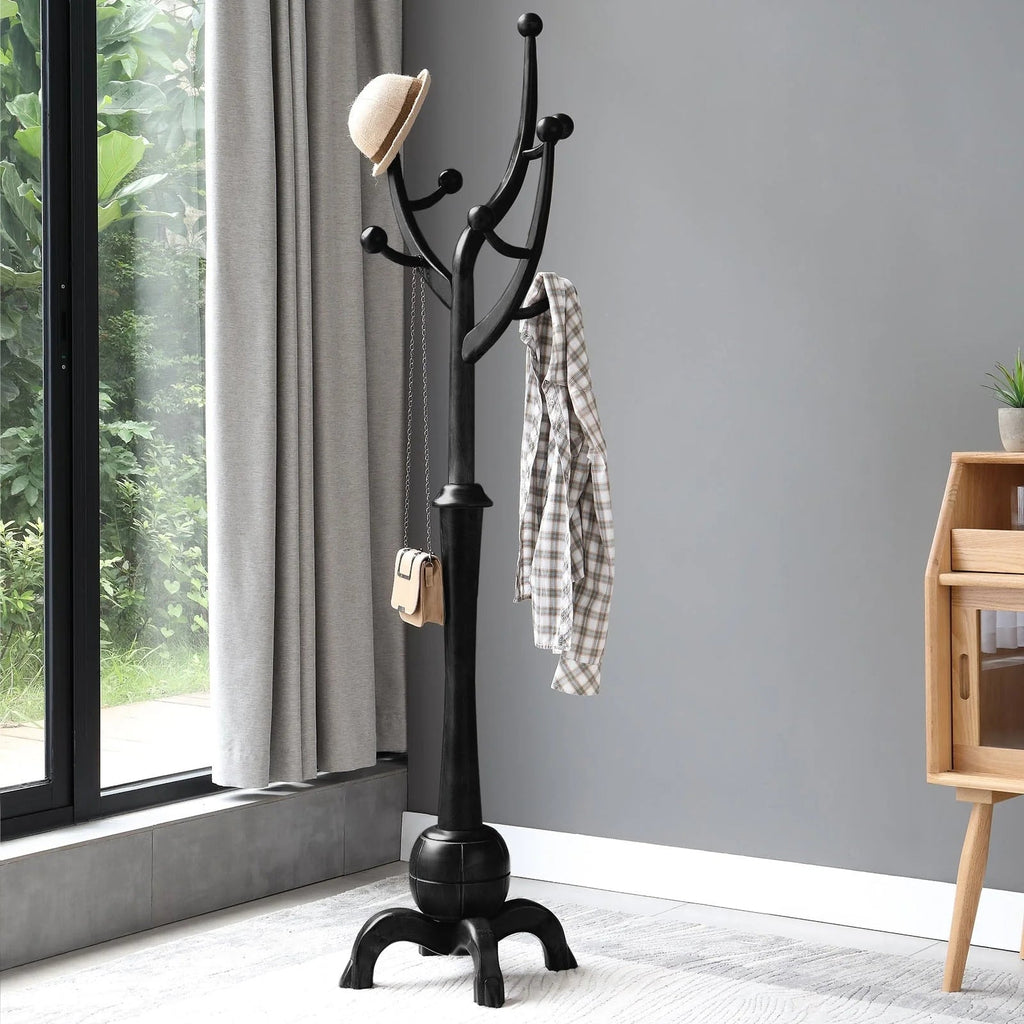 Appendiabiti autoportante in legno di gomma a forma di ramo con 8 ganci - 24.5W x 70.87H