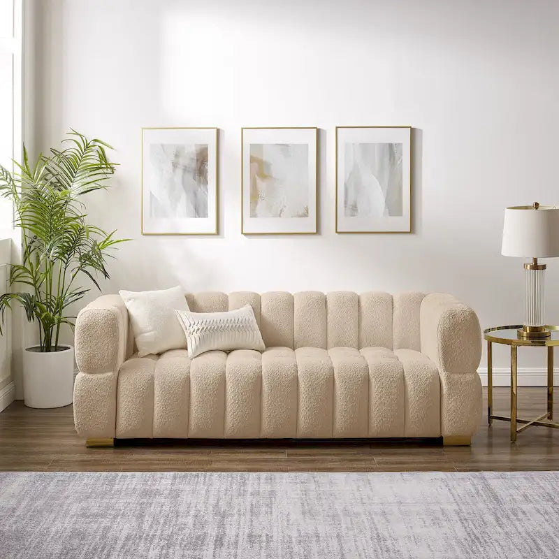 Canapé moderne de 85 en tissu gaufré, confortable pour les loisirs