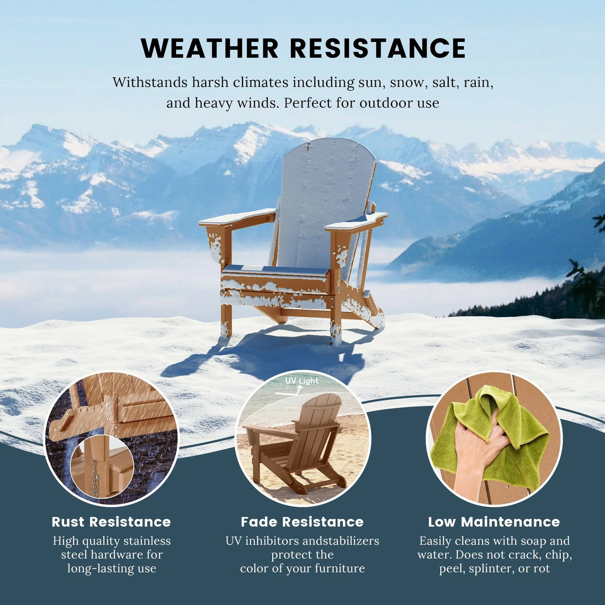 Polytrends Laguna Adirondack-Klappstuhl für die Terrasse, lichtecht und wetterbeständig