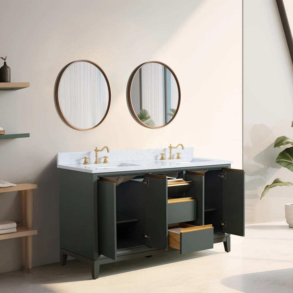 Meuble-lavabo de salle de bain Vanity Art avec lavabo en céramique et comptoir en marbre reconstitué