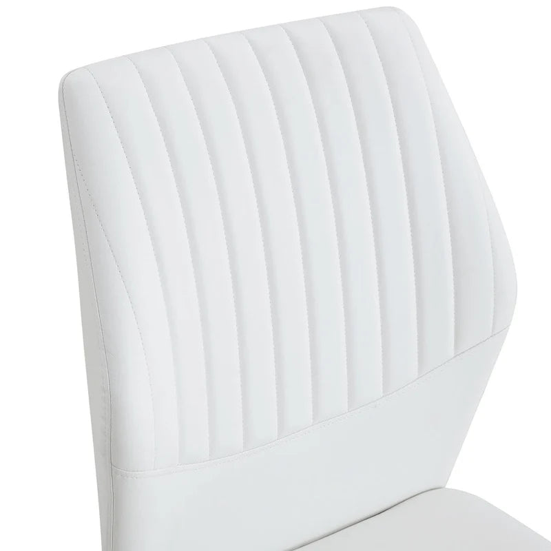 Ensemble de 6 chaises simples et élégantes, chaises de salle à manger en PU haute résilience avec pieds en métal argenté, chaises d'appoint sans accoudoirs pour la cuisine