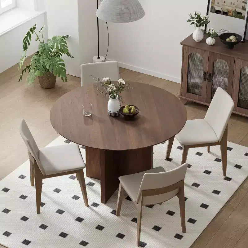 PexFix runder Esstisch aus Massivholz, 45 x45, mit Walnuss-Finish und eleganten, geschwungenen Beinen für moderne Esszimmer und Küchen