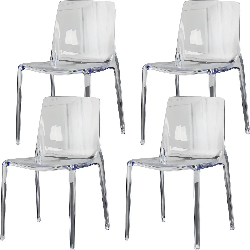 Chaise de salle à manger ambre en acrylique, sans accoudoirs et à dossier bas
