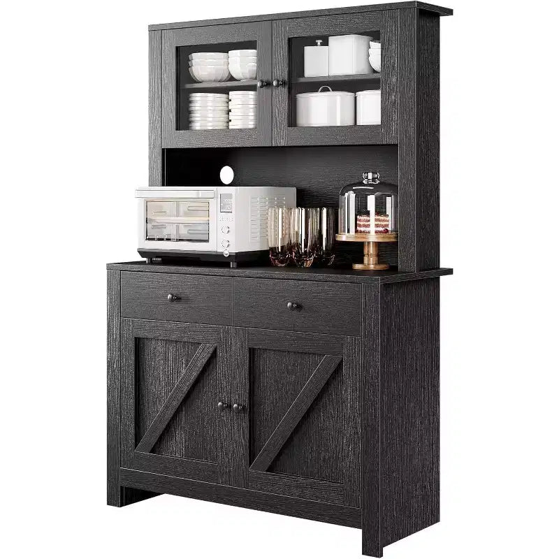 Dispensa da cucina con supporto per microonde, mobile a credenza con buffet e ripiani regolabili, per cucina e sala da pranzo