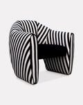 Poltrona scultorea in velluto a righe e raso