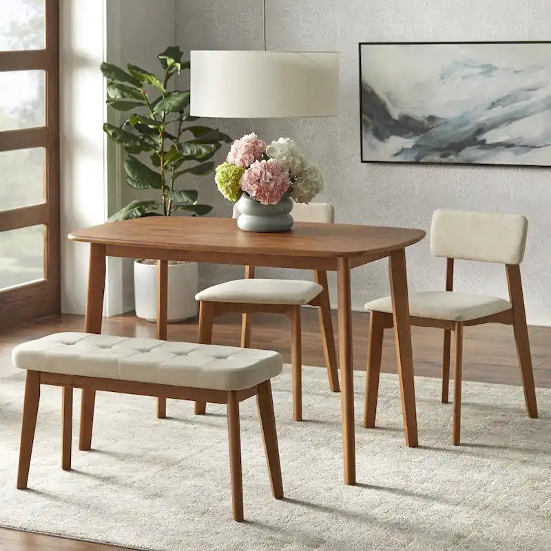 Set da pranzo Nettie Simple Living in legno massello, 4 pezzi
