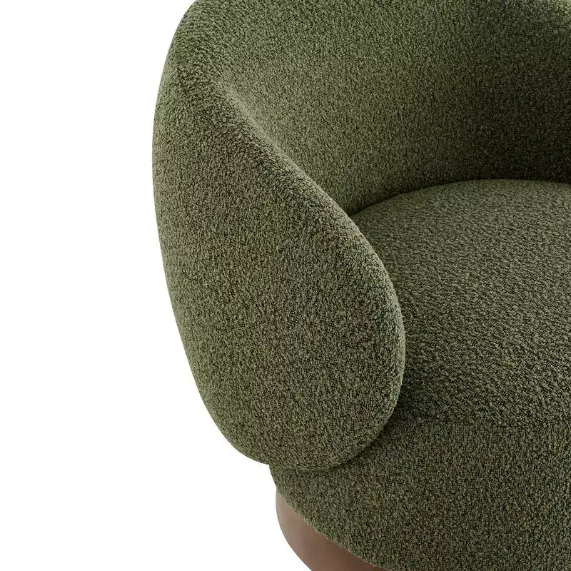 Spruce&Spring gestoffeerde draaibare fauteuil met kuipvormige rugleuning en houten onderstel