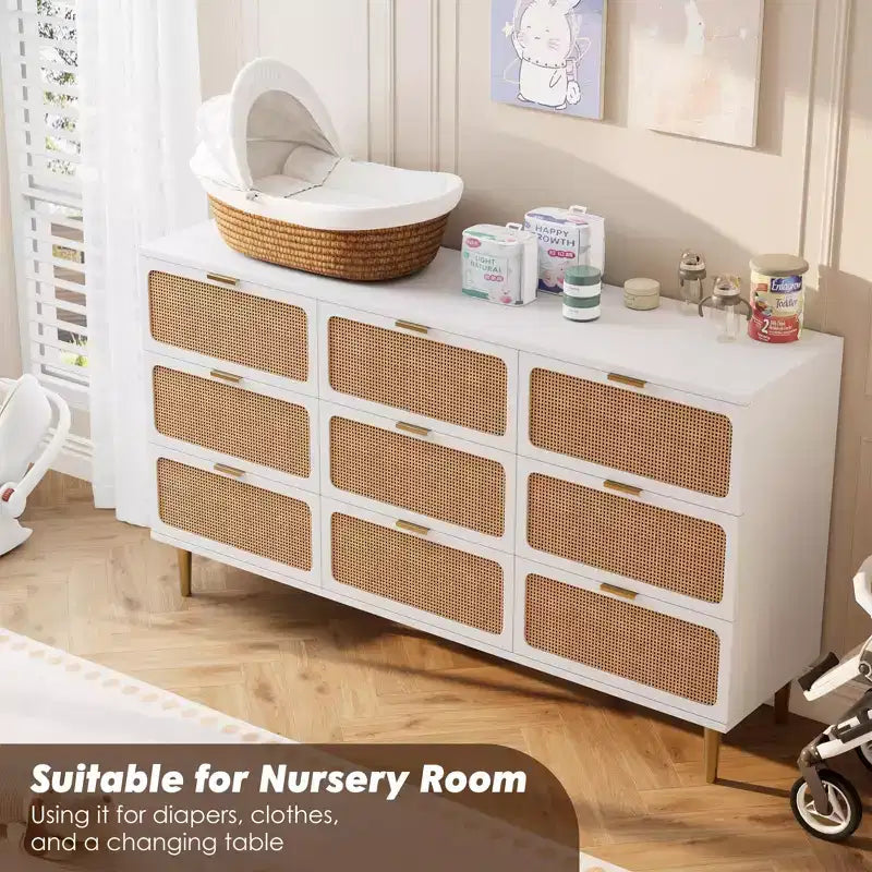 Rattan-Kommode für das Schlafzimmer, geräumige Schubladenschränke für den Kleiderschrank, geeignet für Wohnzimmer, Flur und Kinderzimmer.