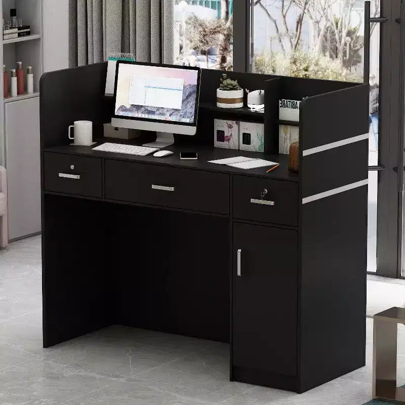 Bureau d'accueil en forme de L Famapy, poste de travail multifonctionnel