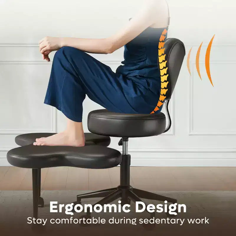 Sedia da ufficio ergonomica Pinmoco a gambe incrociate, sedia da meditazione regolabile in altezza, girevole a 360, con supporto lombare, per attività e ufficio, sedia per ADHD