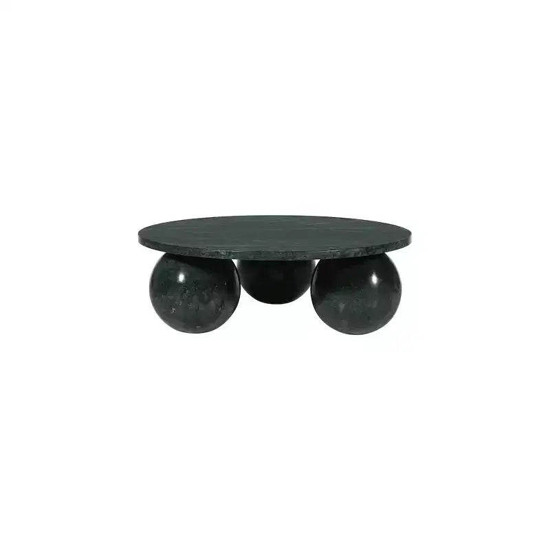 Table basse ronde en marbre avec pieds sphériques, multicolore, pour 4 personnes??