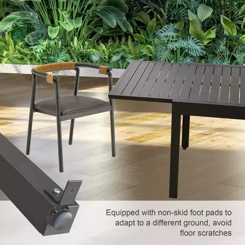 Table à manger Okak en aluminium pour patio, extensible, pour salle à manger et cuisine