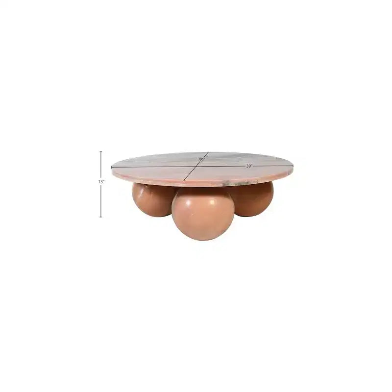 Table basse ronde en marbre avec pieds sphériques, multicolore, pour 4 personnes??