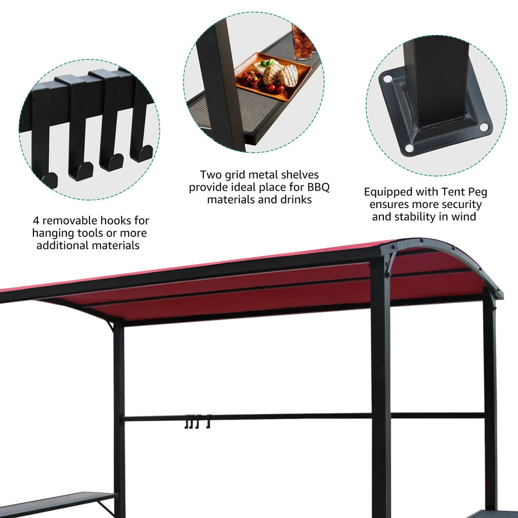 Gazebo da esterno per barbecue con telo, telaio in acciaio, 5 ft. x 8 ft.