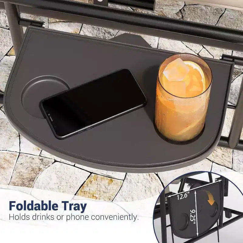 Sedia a dondolo da esterno trasformabile 2 in 1 a 3 posti con tettuccio regolabile, letto a dondolo da patio con struttura, cuscini spessi e portabicchieri, per cortile, giardino e veranda