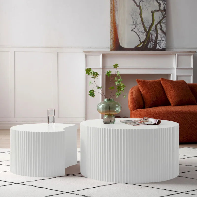 Set di tavolini rotondi da salotto impilabili, stile glam moderno (set da 2), non assemblato