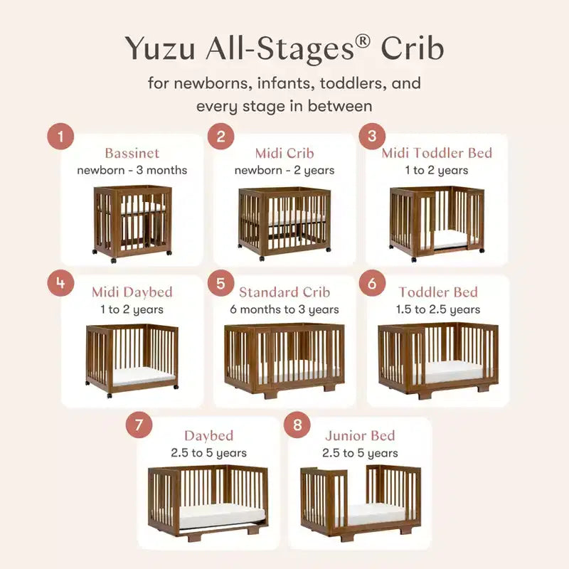 Lit bébé convertible Babyletto Yuzu 8-en-1 avec kits de conversion pour toutes les étapes
