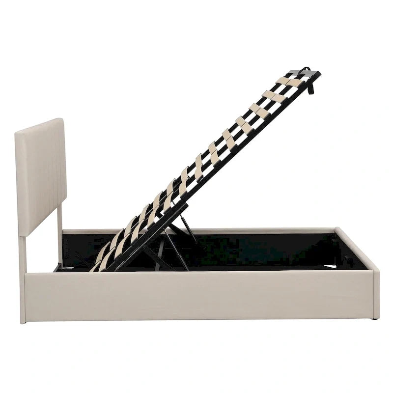 Polsterbett in Queen-Size mit hydraulischem Stauraumsystem - Beige