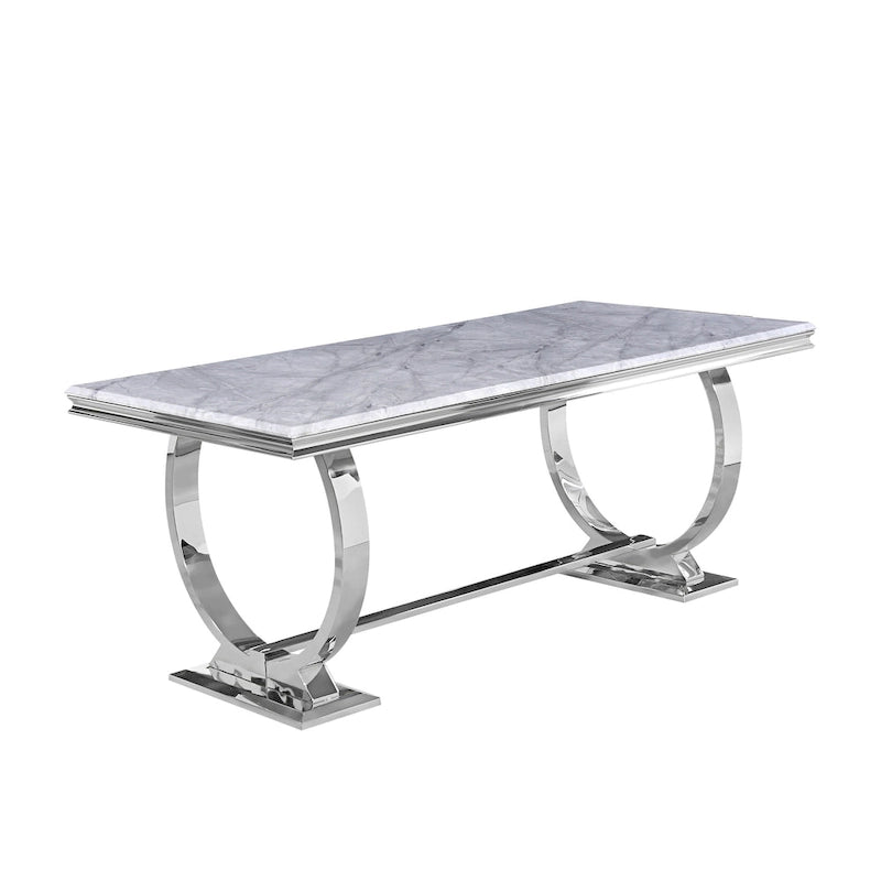 Tavolo da pranzo moderno con base a U in acciaio inox