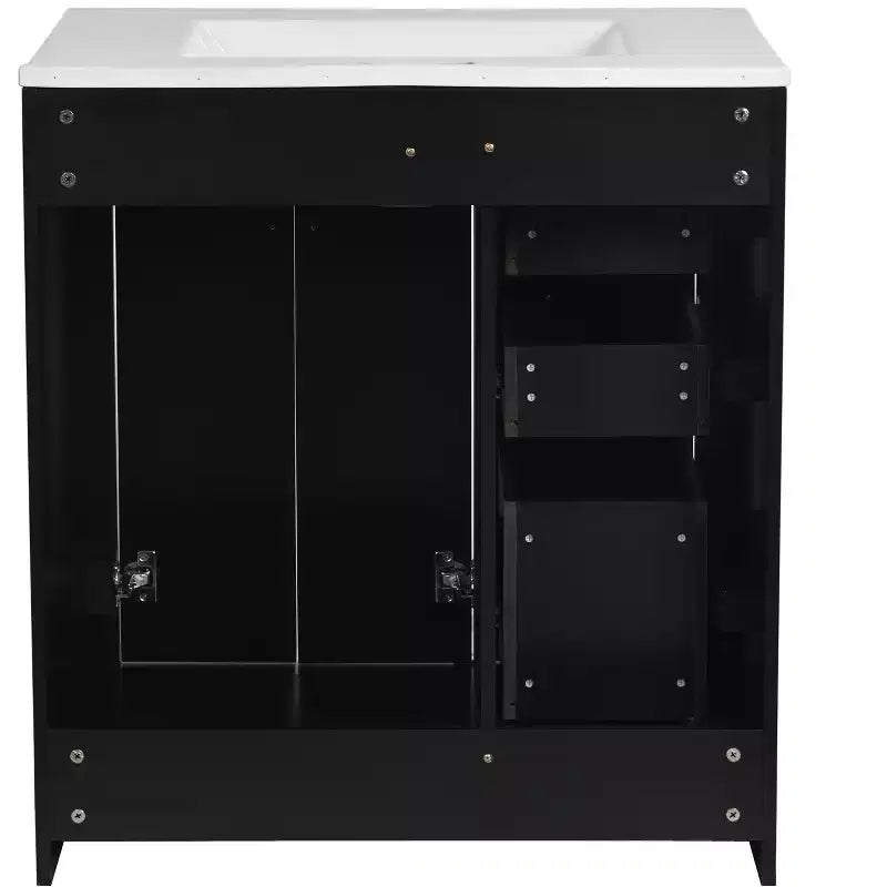 Badkamermeubel van 30 inch met enkele wastafel, kast en 3 laden - zwart / blauw / groen / indigo / wit
