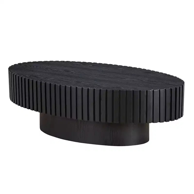 Table basse ovale/carrée minimaliste cannelée, table centrale d'appoint, frêne naturel/noyer/noir mat-ModernLuxe