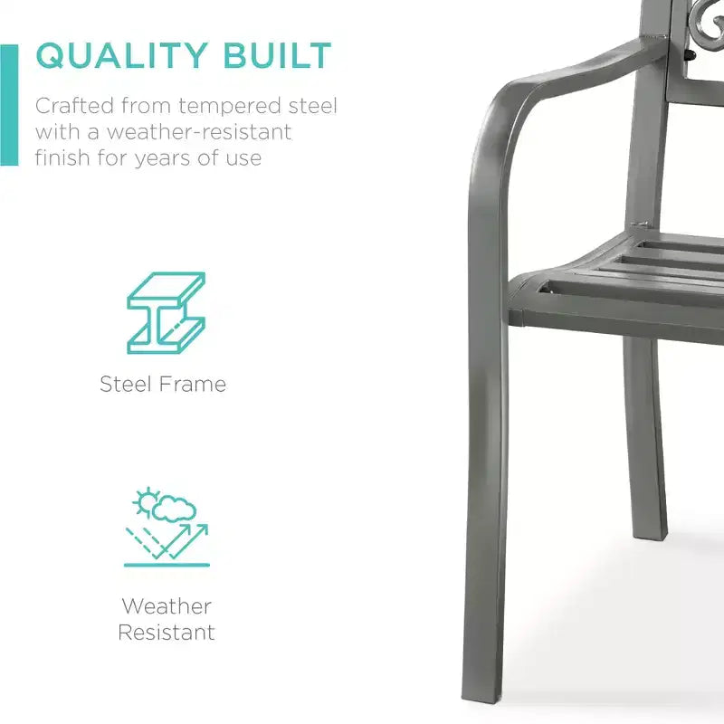 Best Choice Products Gartenbank aus Stahl für Terrasse und Veranda mit floral gestaltetem Rückenteil