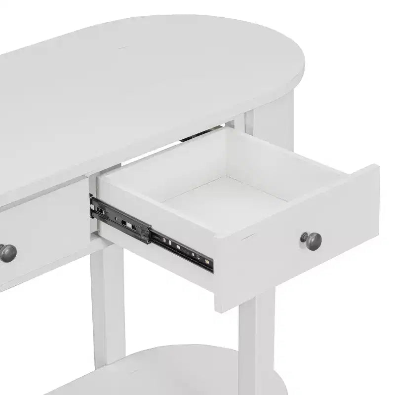 Tavolo consolle rustico Whisen, tavolo da ingresso e tavolino laterale con frontale del cassetto scanalato