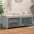 Banc de rangement en bois massif de 43.30 pouces avec persiennes vieillies contemporaines