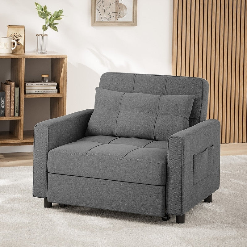 Divano letto trasformabile 3 in 1 con schienale regolabile, poltrona-divano estraibile, letto pieghevole convertibile per soggiorno