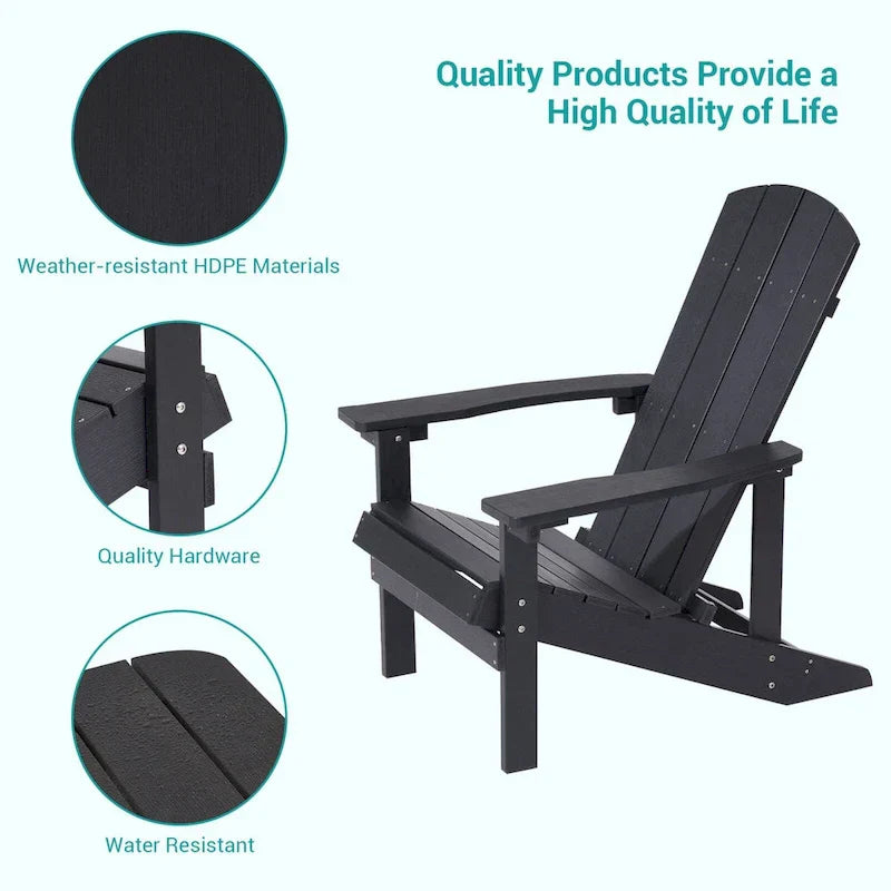 Set di 4 sedie Adirondack da esterno in legno resistente agli agenti atmosferici Bonosuki