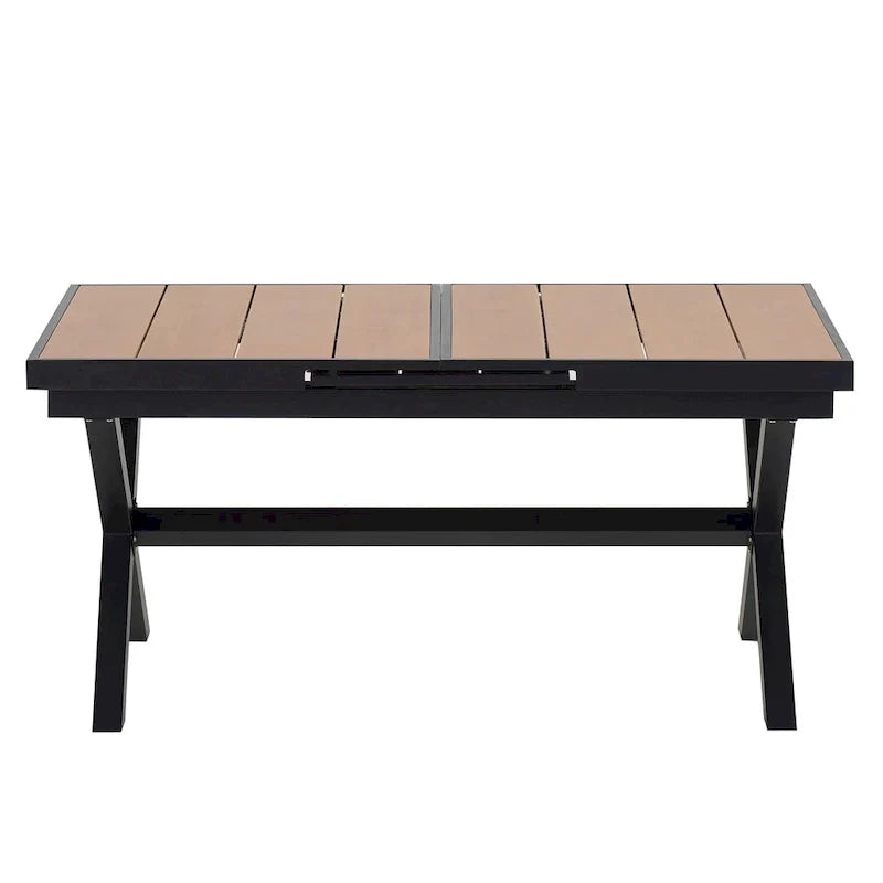 7-teiliges ausziehbares Outdoor-Essset mit ausziehbarem Tisch und 6 Armlehnstühlen